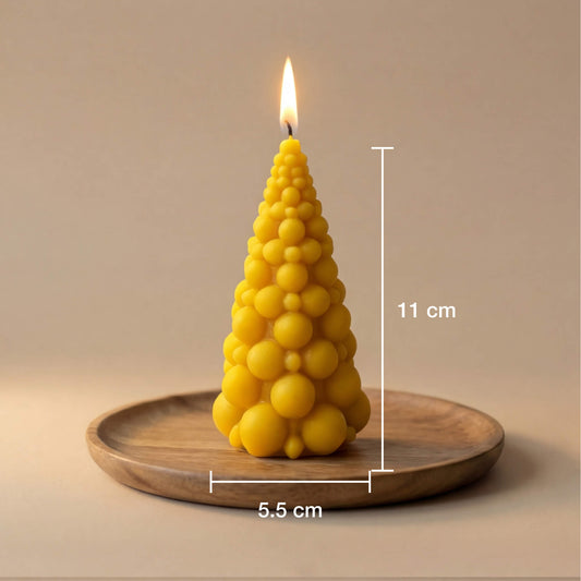 Burbulinės eglutės formos žvakės dydis