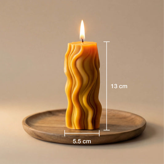 Modernios žvakės „Srovė“ dydis ir proporcijos