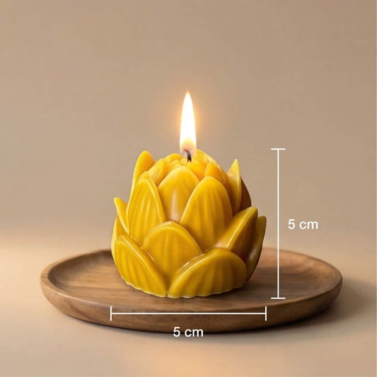 Lotoso žiedo formos žvakės skersmuo ir aukštis